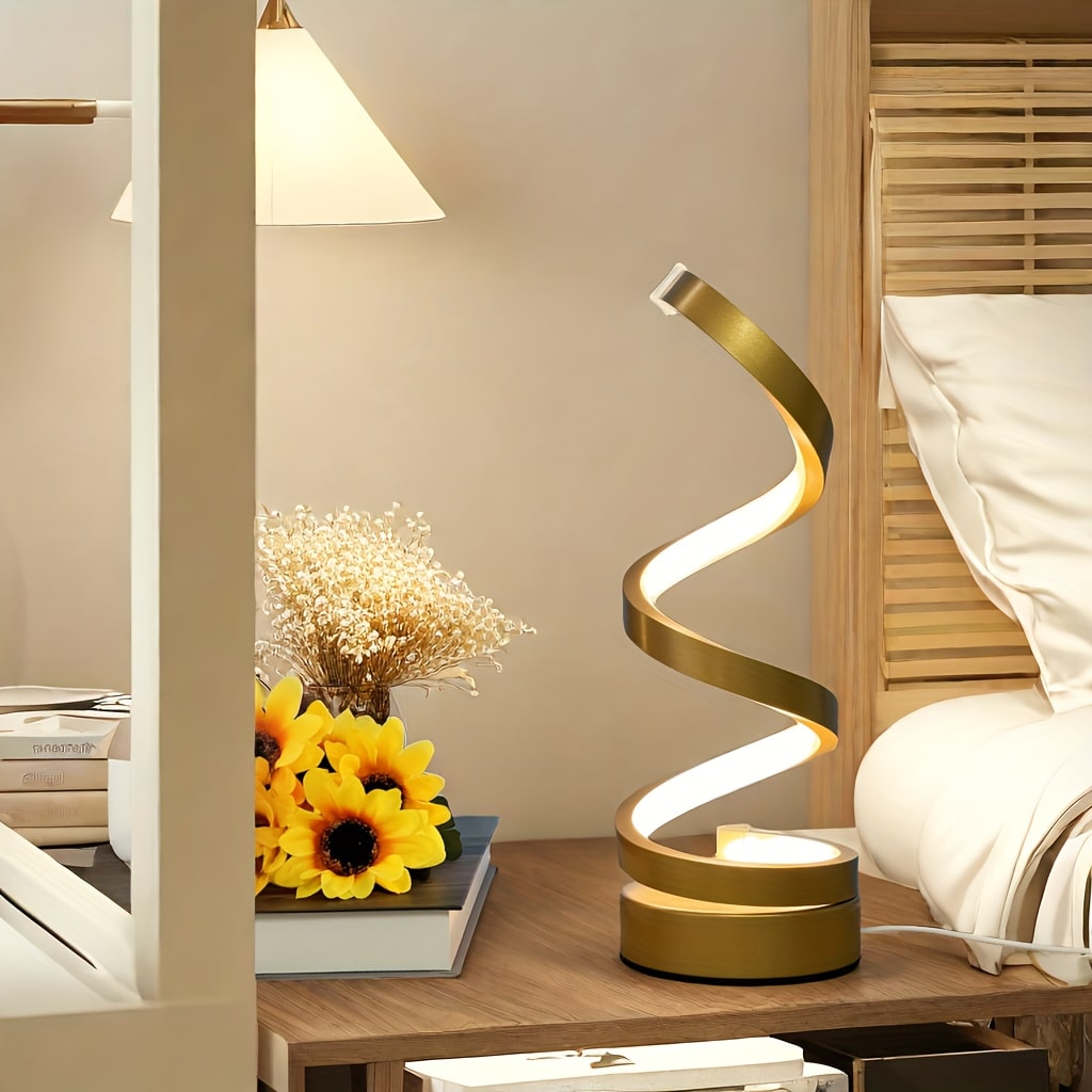 Spiral LED Table Lamp – Dimmable USB Desk Light with Adjustable Gooseneck - Zeal Cart