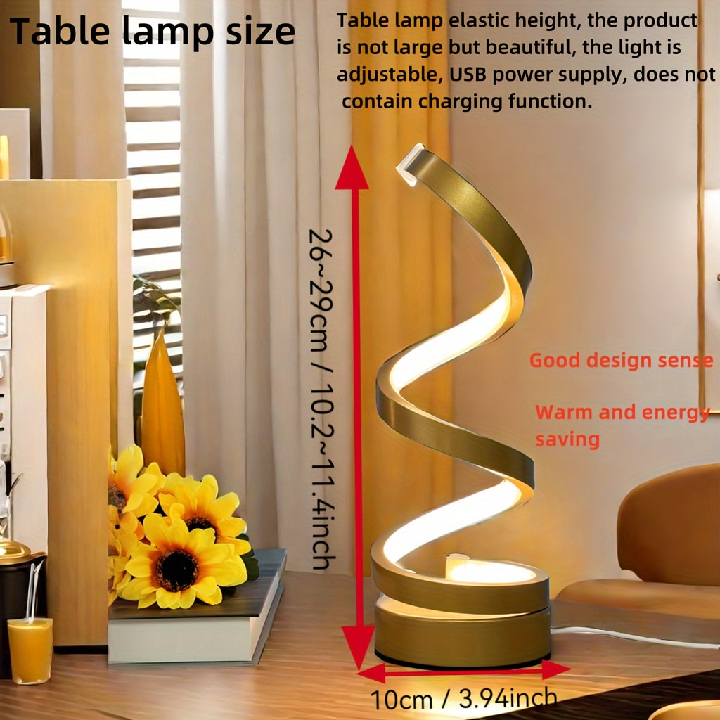 Spiral LED Table Lamp – Dimmable USB Desk Light with Adjustable Gooseneck - Zeal Cart