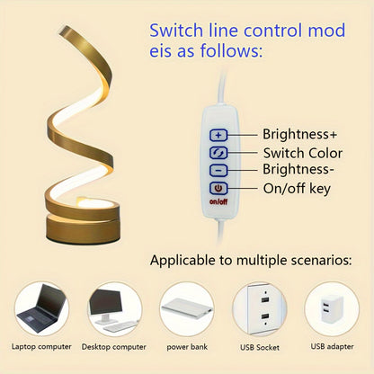 Spiral LED Table Lamp – Dimmable USB Desk Light with Adjustable Gooseneck - Zeal Cart
