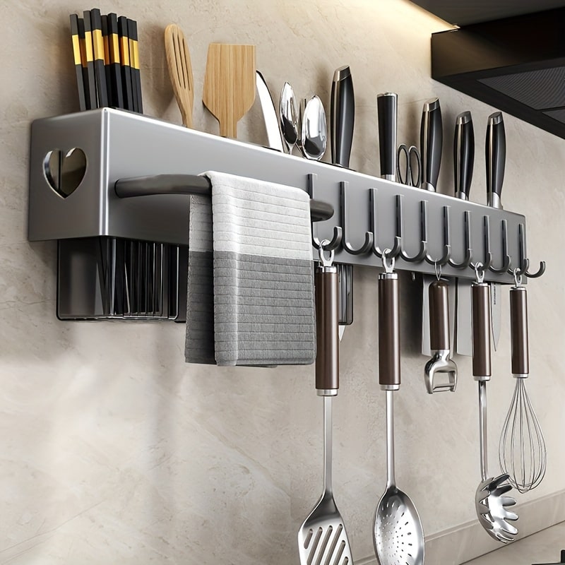 Wall-Mounted Kitchen Rack – Cutlery, Knife & Utensil Organizer - Zeal Cart