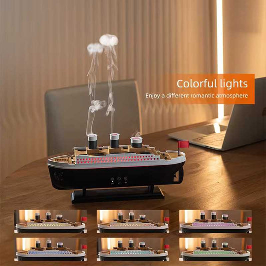 Titanic Ship Aroma Diffuser – 250ml Air Humidifier with Jellyfish Smoke Effect - Zeal Cart