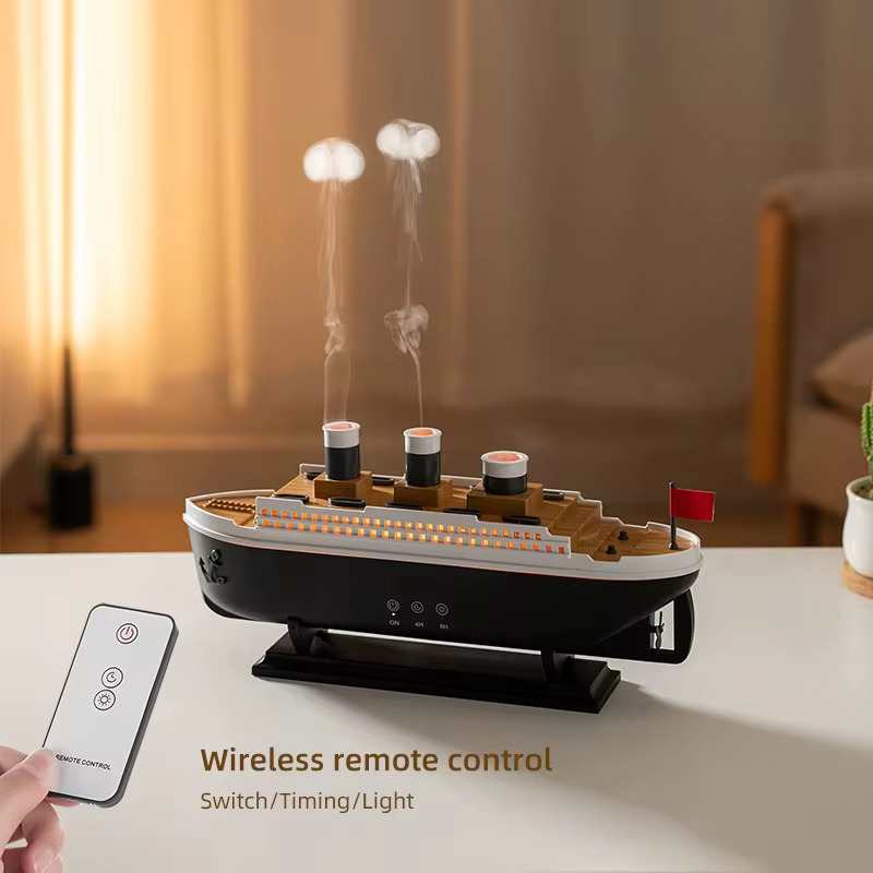 Titanic Ship Aroma Diffuser – 250ml Air Humidifier with Jellyfish Smoke Effect - Zeal Cart