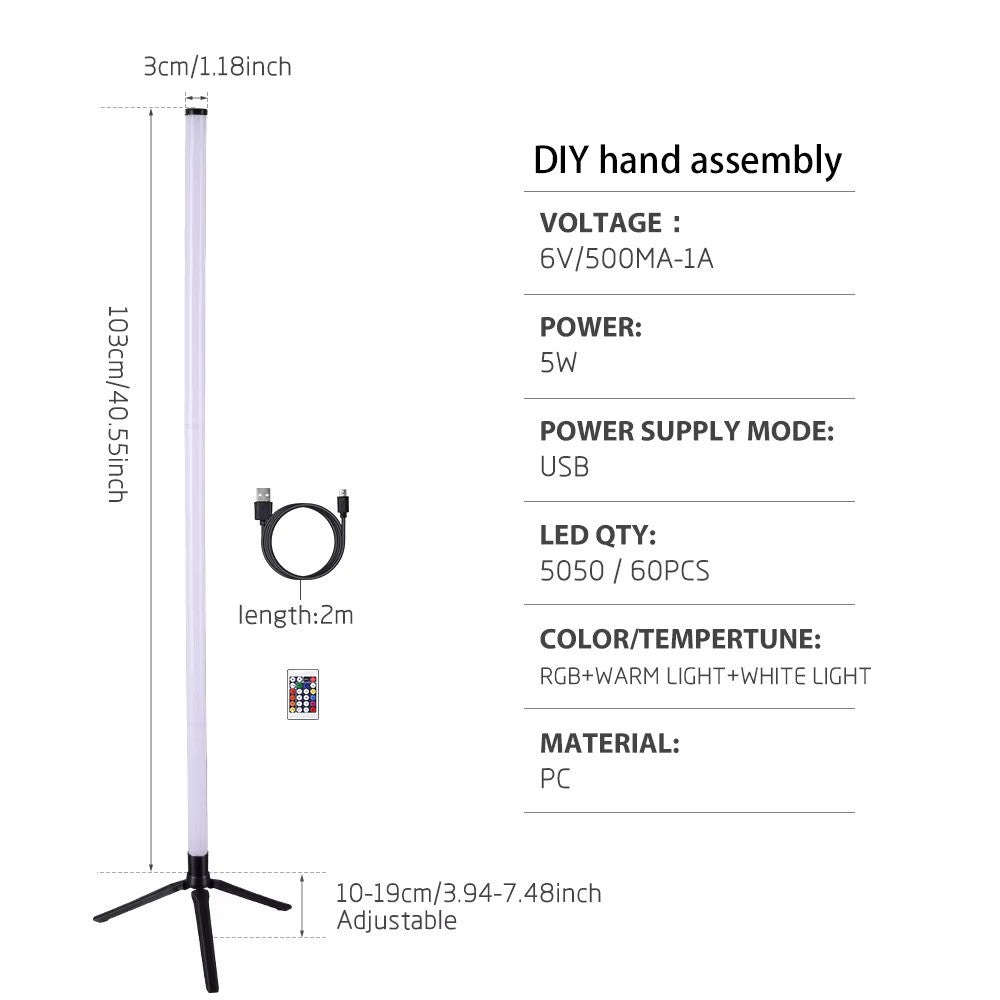 Smart RGB LED Corner Floor Lamp – USB Powered, Color-Changing Room Decor Light - Zeal Cart