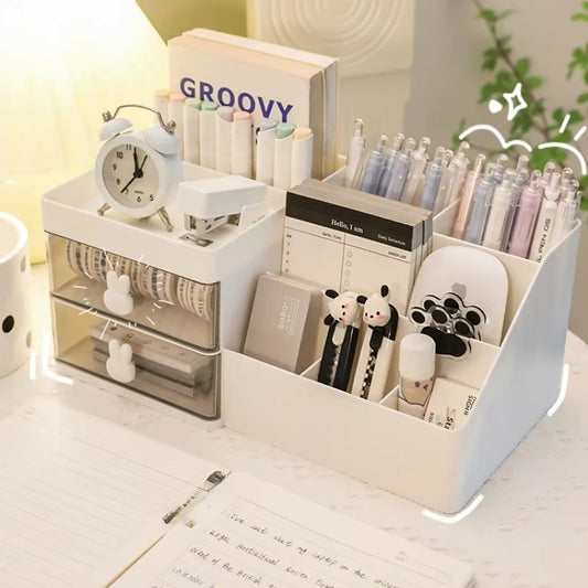 Transparent Desktop Organizer – Cosmetic Storage Box with Drawers & Pen Holder - Zeal Cart