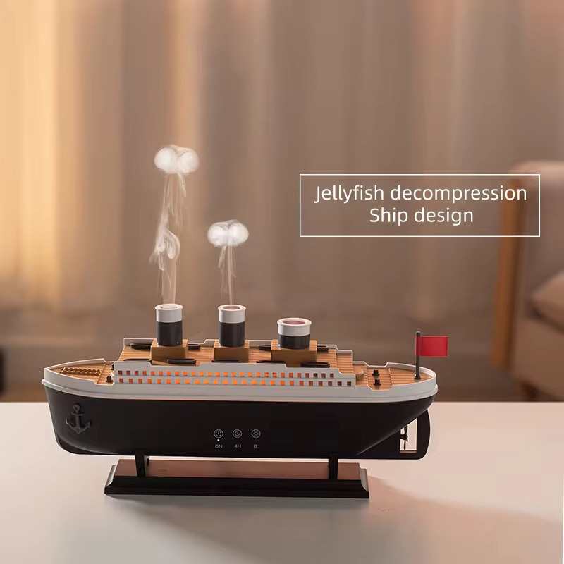 Titanic Ship Aroma Diffuser – 250ml Air Humidifier with Jellyfish Smoke Effect - Zeal Cart
