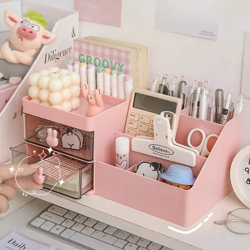 Transparent Desktop Organizer – Cosmetic Storage Box with Drawers & Pen Holder - Zeal Cart