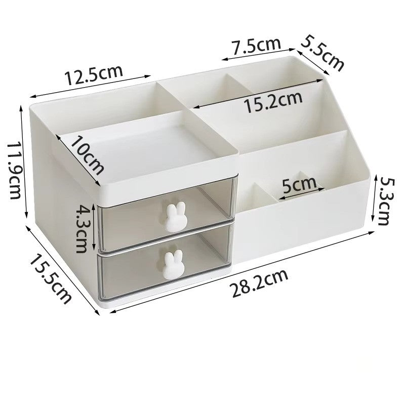 Transparent Desktop Organizer – Cosmetic Storage Box with Drawers & Pen Holder - Zeal Cart