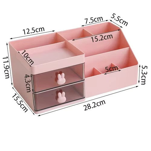 Transparent Desktop Organizer – Cosmetic Storage Box with Drawers & Pen Holder - Zeal Cart