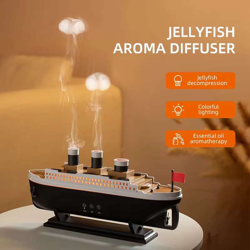 Titanic Ship Aroma Diffuser – 250ml Air Humidifier with Jellyfish Smoke Effect - Zeal Cart