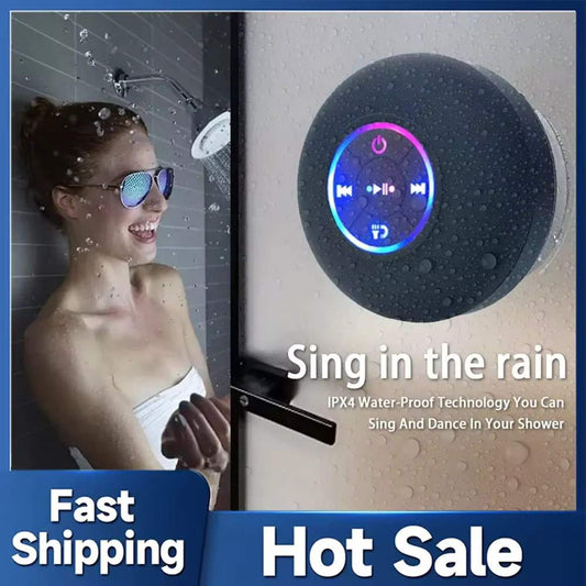 Mini Bluetooth Speaker with LED Light – IPX4 Waterproof, Portable with Suction Cup for Outdoor & Bathroom Use - Zeal Cart