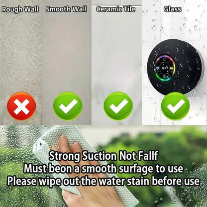 Mini Bluetooth Speaker with LED Light – IPX4 Waterproof, Portable with Suction Cup for Outdoor & Bathroom Use - Zeal Cart