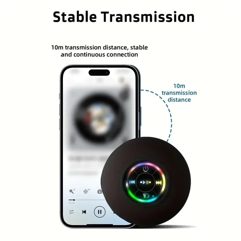 Mini Bluetooth Speaker with LED Light – IPX4 Waterproof, Portable with Suction Cup for Outdoor & Bathroom Use - Zeal Cart