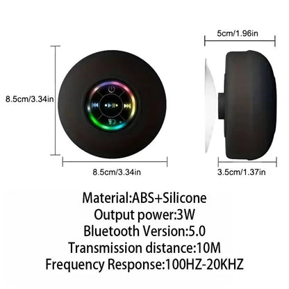 Mini Bluetooth Speaker with LED Light – IPX4 Waterproof, Portable with Suction Cup for Outdoor & Bathroom Use - Zeal Cart