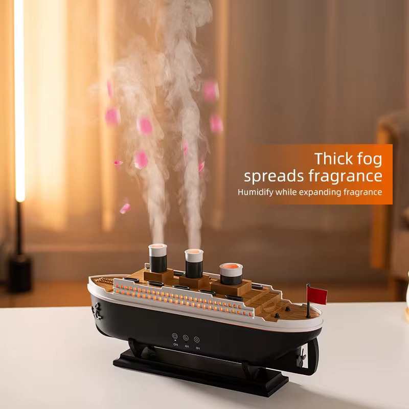 Titanic Ship Aroma Diffuser – 250ml Air Humidifier with Jellyfish Smoke Effect - Zeal Cart