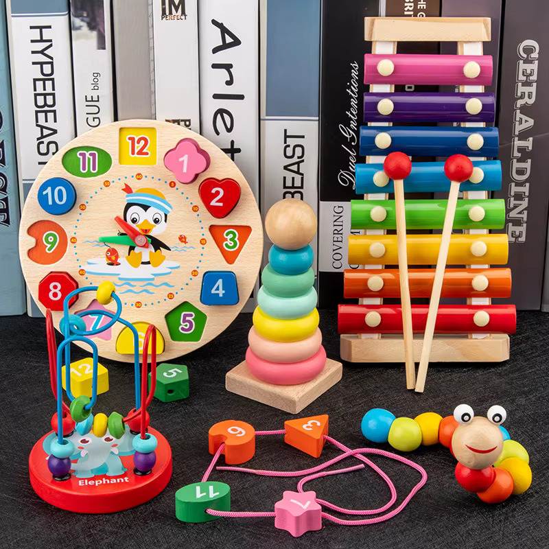Montessori 6-Piece Wooden Educational Toy Set – Colorful Blocks for Toddlers & Kids - Zeal Cart