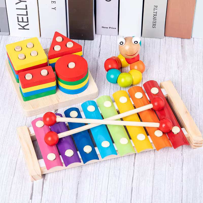 Montessori 6-Piece Wooden Educational Toy Set – Colorful Blocks for Toddlers & Kids - Zeal Cart