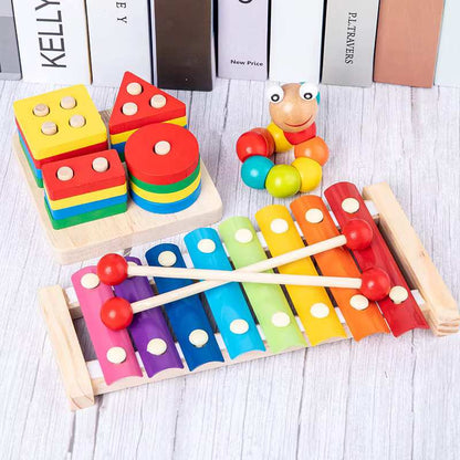 Montessori 6-Piece Wooden Educational Toy Set – Colorful Blocks for Toddlers & Kids - Zeal Cart