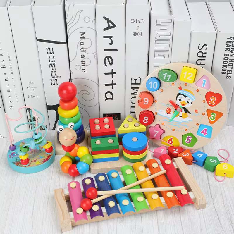 Montessori 6-Piece Wooden Educational Toy Set – Colorful Blocks for Toddlers & Kids - Zeal Cart
