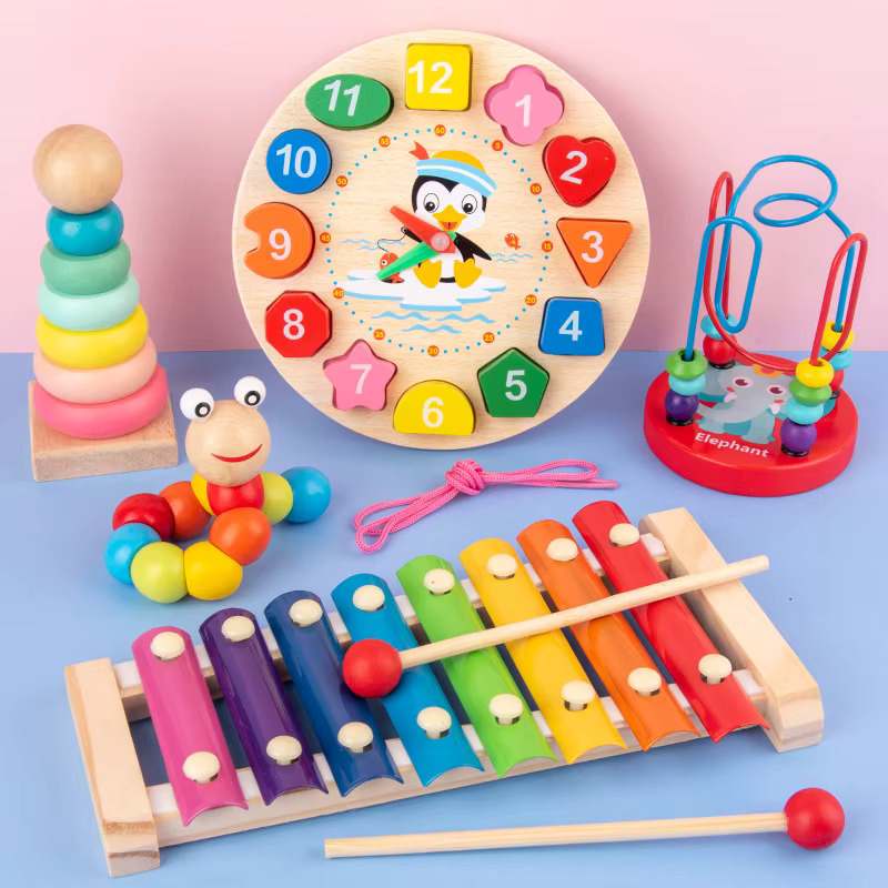 Montessori 6-Piece Wooden Educational Toy Set – Colorful Blocks for Toddlers & Kids - Zeal Cart