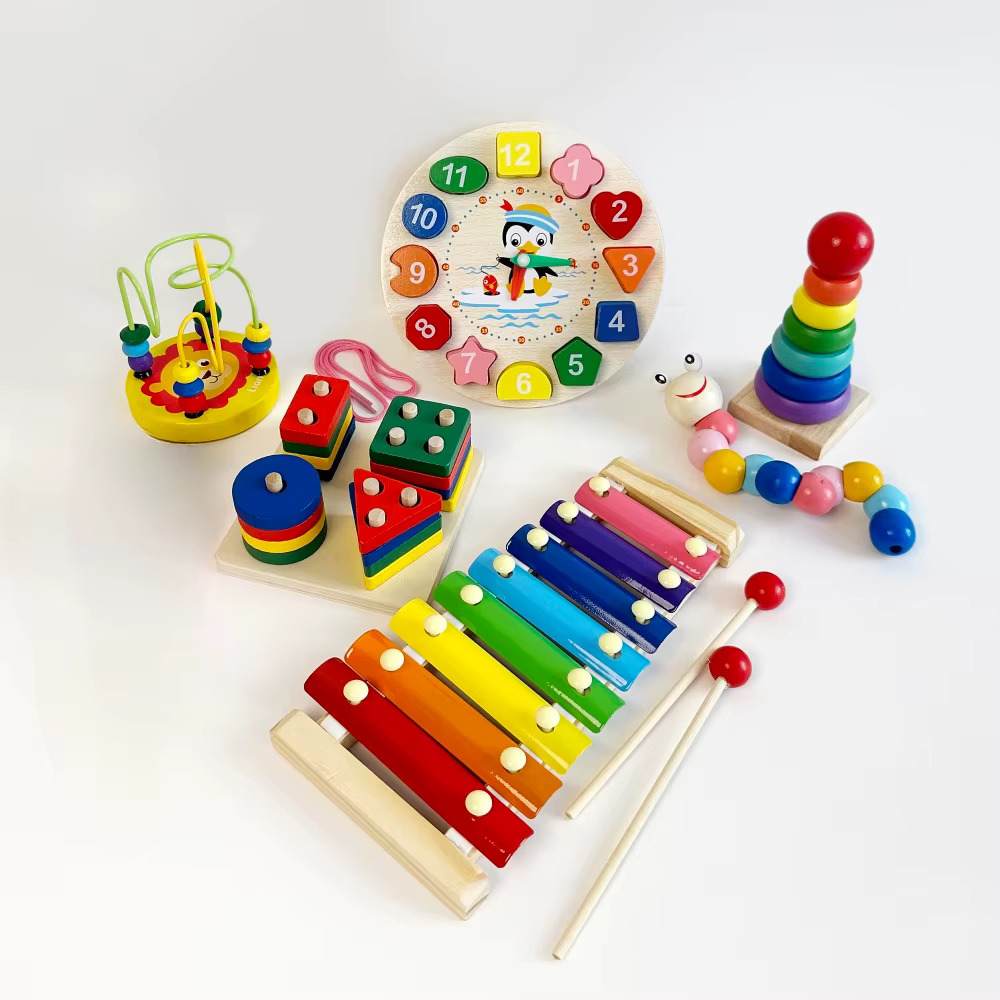 Montessori 6-Piece Wooden Educational Toy Set – Colorful Blocks for Toddlers & Kids - Zeal Cart