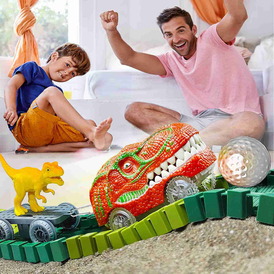 Dinosaur Train Track Racing Set – Flexible Race Track with Flash Light Car | Educational Toy for Kids - Zeal Cart