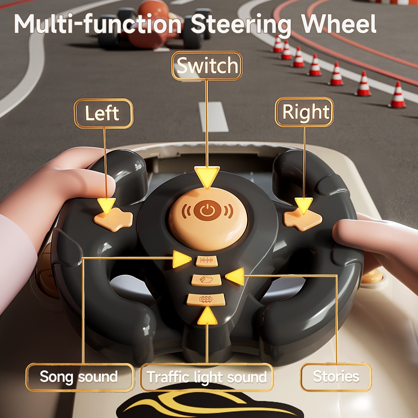 Kids Racing Game Console with Steering Wheel – Realistic Driving Toy, USB Powered, Traffic Education Game - Zeal Cart