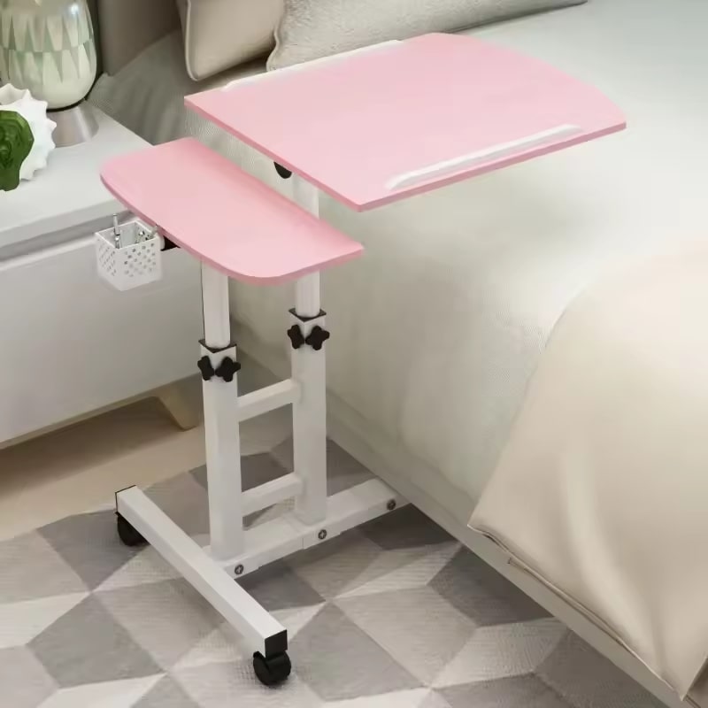 Mini Adjustable Bedside Laptop Table with Wheels – Height-Liftable Desk Stand - Zeal Cart