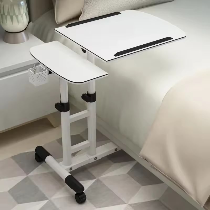 Mini Adjustable Bedside Laptop Table with Wheels – Height-Liftable Desk Stand - Zeal Cart
