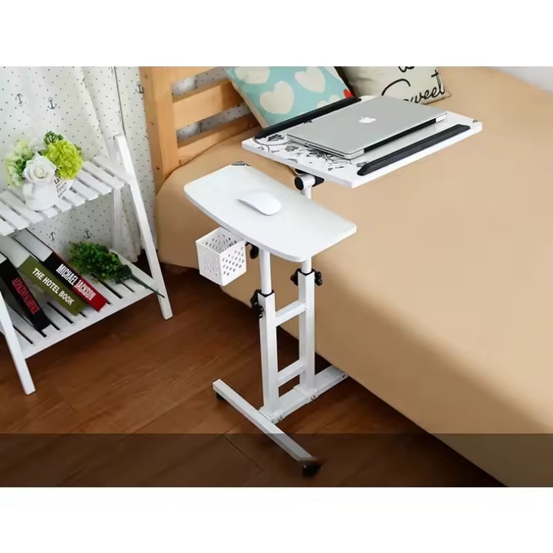 Mini Adjustable Bedside Laptop Table with Wheels – Height-Liftable Desk Stand - Zeal Cart