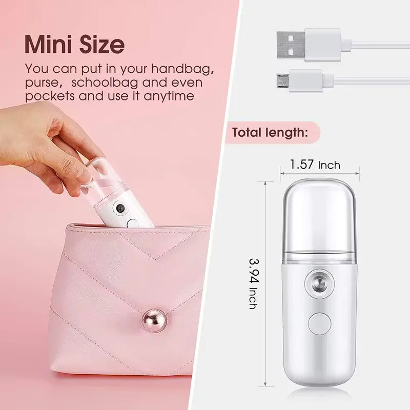 Portable Nano Mist Sprayer – 30ml Rechargeable Facial Steamer for Skin Hydration - Zeal Cart