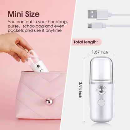 Portable Nano Mist Sprayer – 30ml Rechargeable Facial Steamer for Skin Hydration - Zeal Cart