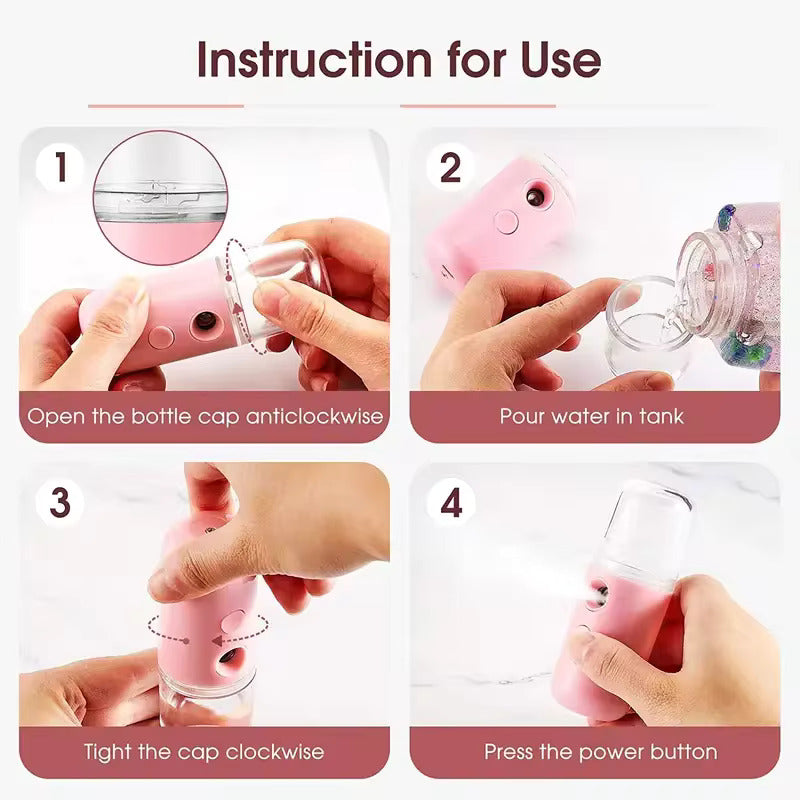 Portable Nano Mist Sprayer – 30ml Rechargeable Facial Steamer for Skin Hydration - Zeal Cart
