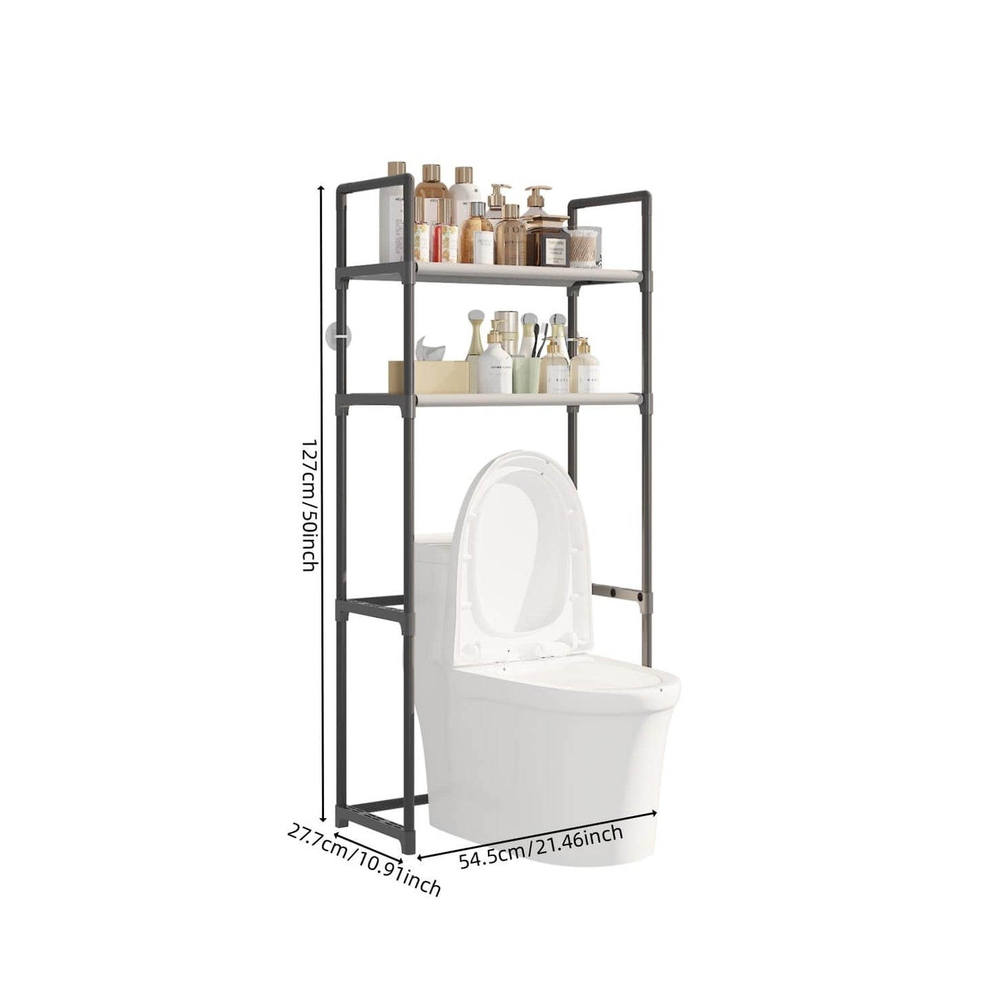 Adjustable 2-Tier Over-The-Toilet Storage Rack – Heavy-Duty Bathroom Organizer - Zeal Cart