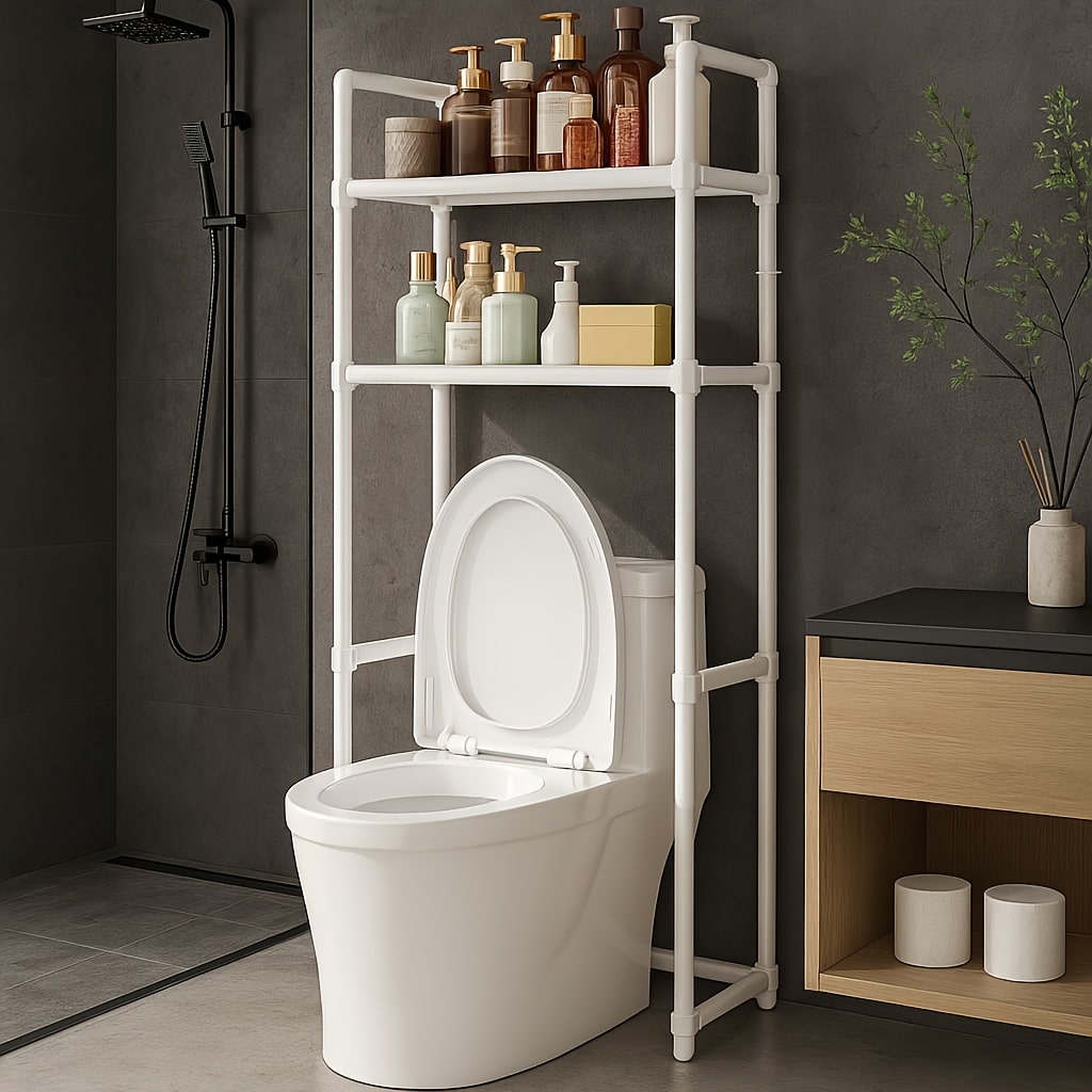 Adjustable 2-Tier Over-The-Toilet Storage Rack – Heavy-Duty Bathroom Organizer - Zeal Cart
