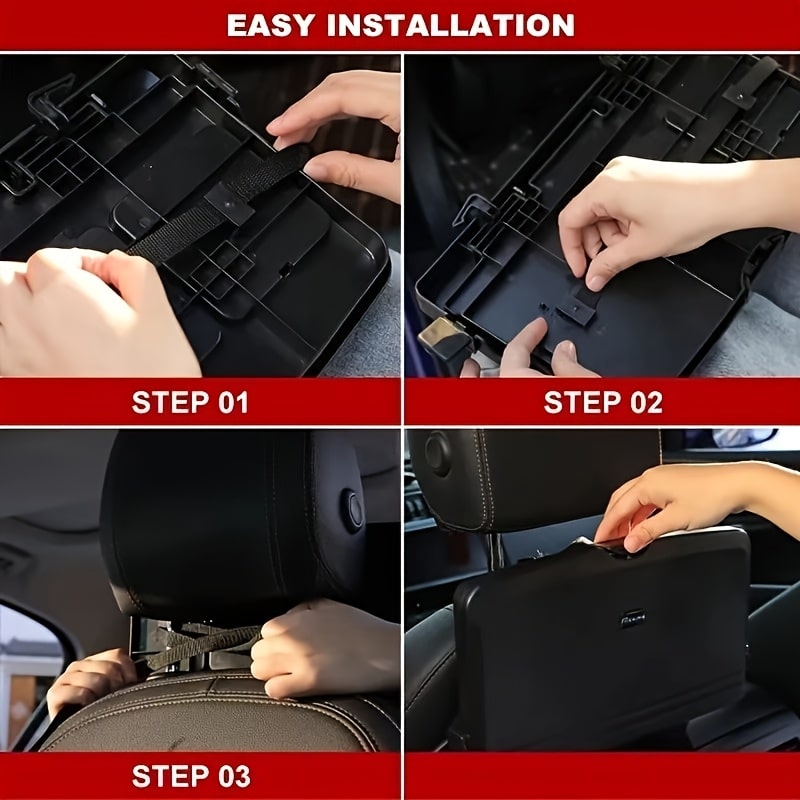Plastic Car Backseat Organizer with Foldable Tray & Cup Holders - Zeal Cart